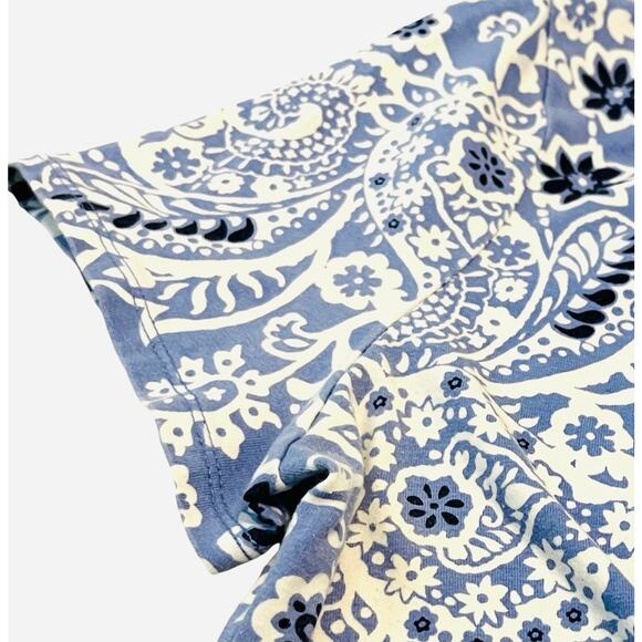 CROFT & BARROW CAP SLV, SCOOP NECK, TUNIC T-SHIRT, WOMENS, M-BLUE/WHITE PAISLEY - Picture 8 of 11